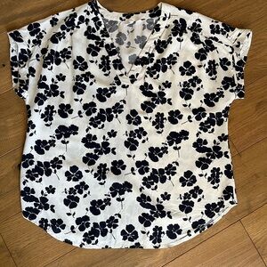 GAP Navy and White Relaxed Fit Boxy Blouse